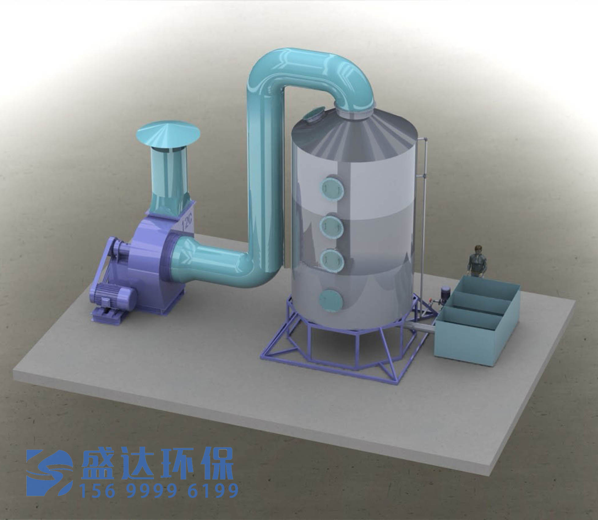 喷淋塔3D结构效果图